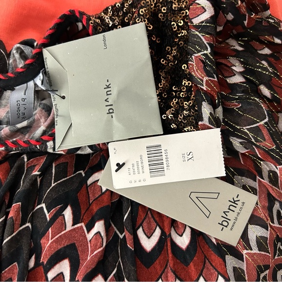 NWT Anthropologie Bl-nk Printed Sequin-Embellished Blouse in Wine - Picture 10 of 10